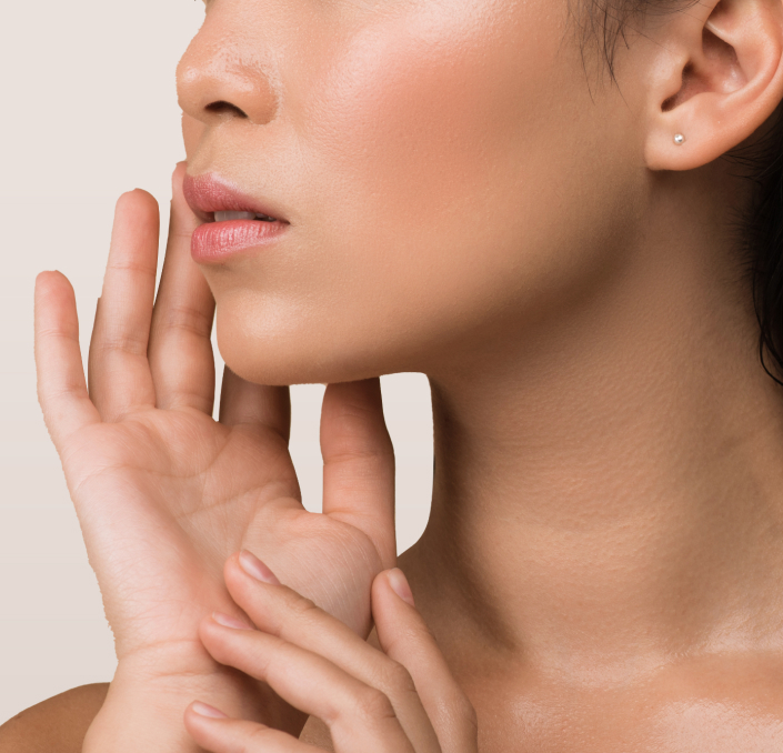 Woman’s face with pico laser treatment