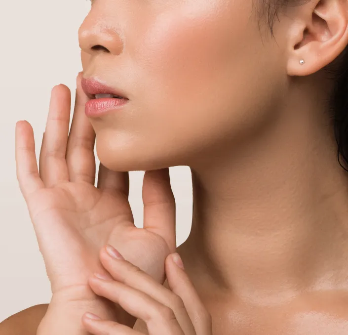 Woman’s face with pico laser treatment